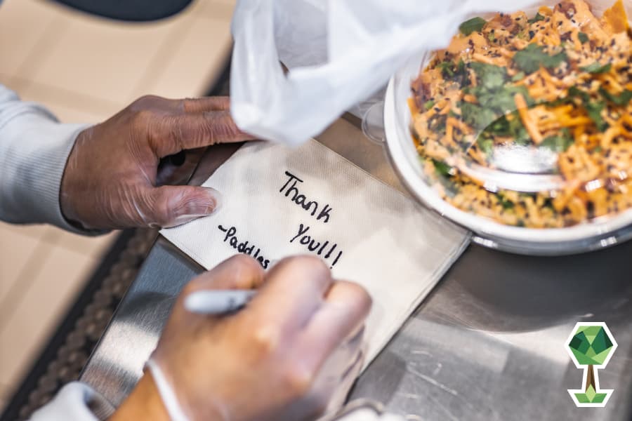 Writing a thank you message for a takeout order